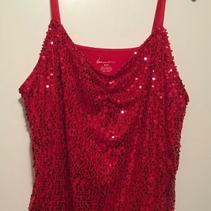 Red sequin tank